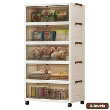 5Tier Large Storage Box Stackable Case Cabinet Closet Home Organizer on Wheels