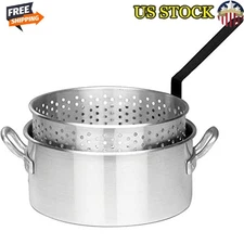 10qt Aluminum Fry Pot Perforated Basket Deep Frying Tool Hush Puppies Fish New