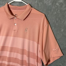 Nike Golf Tour Performance Dri-Fit Polo Shirt L Peach Mickey Mouse Disney READ
