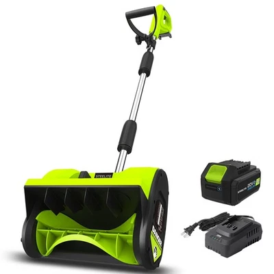 Steelite 20V 12 Inch Cordless Snow Shovel with 4.0-Ah Battery and Quick Charger