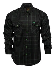 DIXXON Flannel Sz L "Ctrl-Alt-Del" Black Green Pearl Snap New in Sealed Package