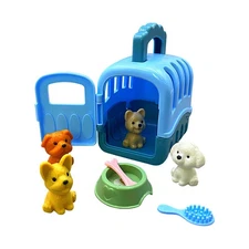 Pet Care Toys 8 PCS Pet Role Play with Cage Cat Feeding Grooming Toy for Kids
