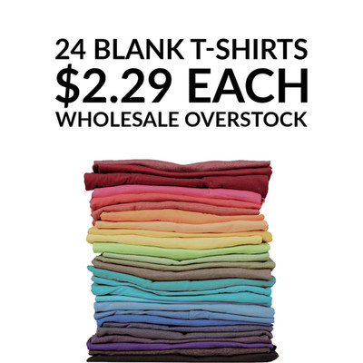 24 Blank T-Shirts Wholesale Bulk $2.29 Each Print Ready HTV DTF