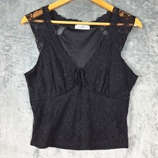 Whimsigoth Babydoll Y2K Top Womens Large Floral Lace Fairy Grunge Dark Coquette