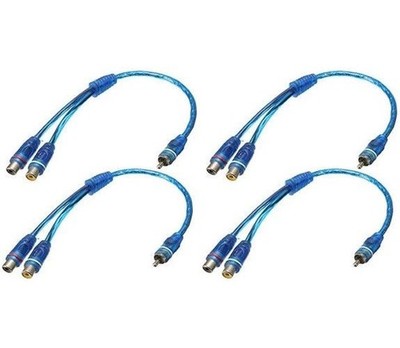 4 Absolute ABC-2F1M BLUE Y-Adapter 2F-1M RCA Interconnect Audio Cable