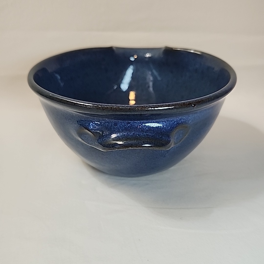 Jugtown Ware Handmade Stoneware Studio Pottery blue Mixing Bowl W Pour Spout