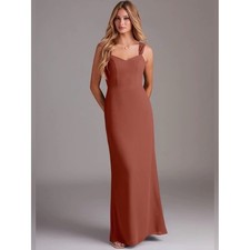 Azazie Denice Bridesmaid Dress Cedar Rose Stretch Satin Custom Size Maxi Formal