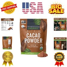 Organic Cacao Powder, Unsweetened, 1 lb 454 g Rich Dark Chocolate Flavor, P...