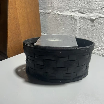 Longaberger 2012 Medium Metropolitan Tissue Basket Black & Lid - Image 1 of 4