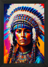 native american art Framed Wall Art Poster Canvas Print Picture