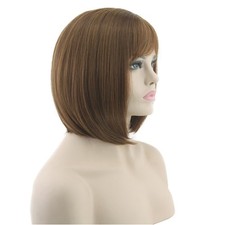 Women Bob Wig Cosplay Synthetic Hair Wig Party Wig Short Straight Wig Brown Wig