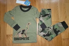 NWT Gymboree Pajamas PJs Dinomote Dinosaur Army Green 2pc Long Sleeve Set Sz 5