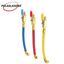 1/4" SAE for R134A 3Pc Color-Coded AC Refrigeration Charging Hoses R22 R12