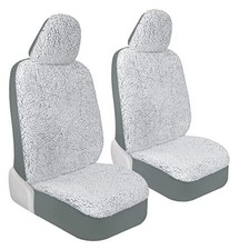 Plush Sherpa Fleece Gray Seat Cover for Cars with Soft 2 Pack Gray Fleece