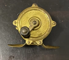 Antique Hendryx or Winchester Brass Raised-Pillar Fly - Baitcasting Fishing Reel