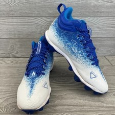 Under Armour Spotlight Lockdown Mens Sz 9.5  White Navy Blue Football Cleat Shoe