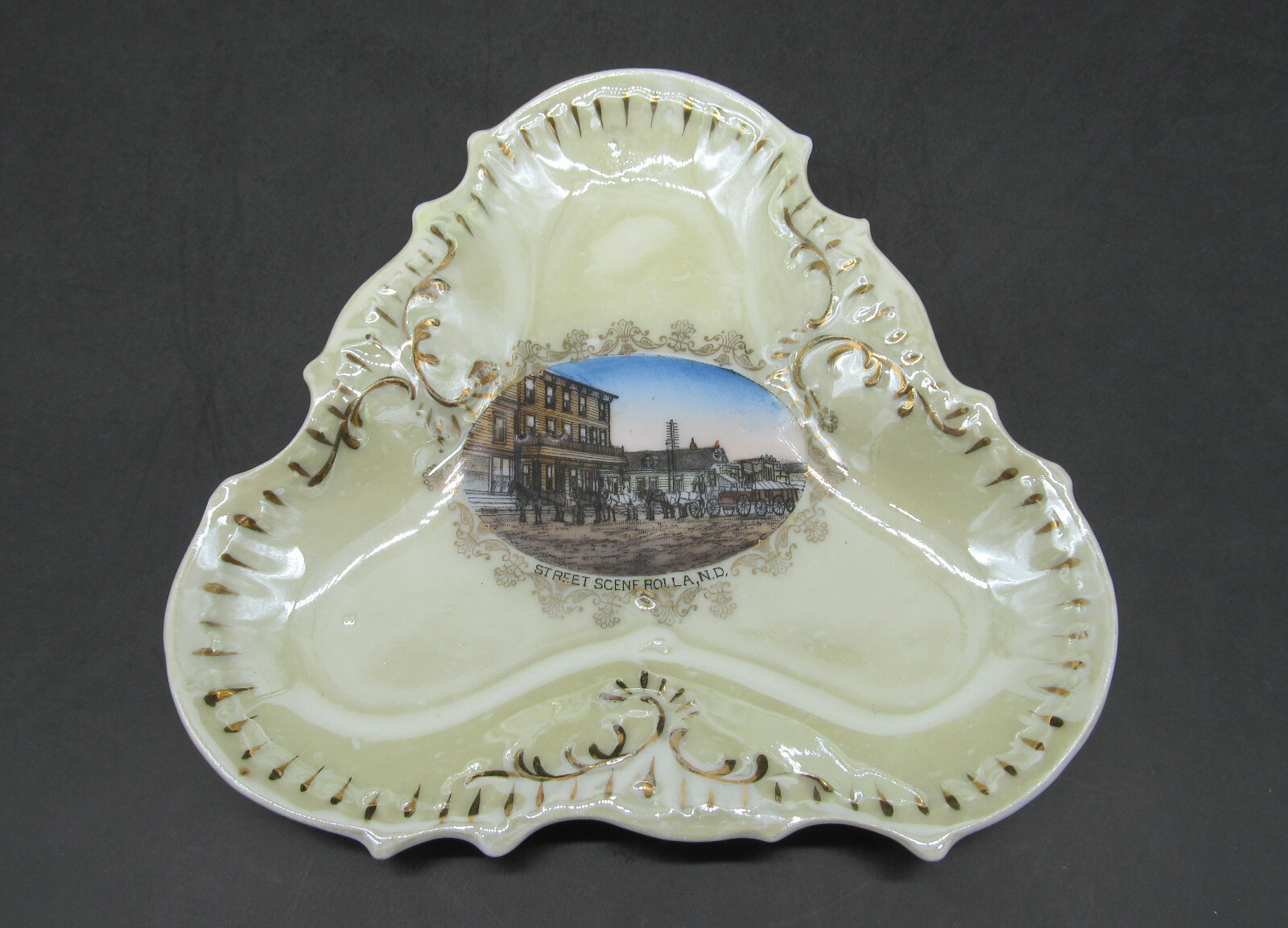Rolla, North Dakota, ND Antique Wheelock Souvenir Dish, William De