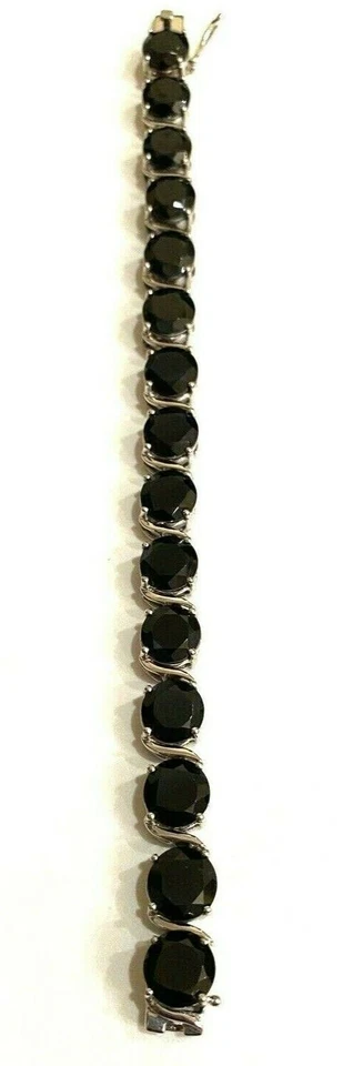 Genuine Black Spinel Tennis Bracelet Size 7,5 Foto 2 de 4
