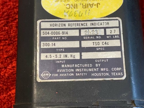 AIM 300-14 HORIZON REFERENCE INDICATOR P/N 504-0006-914 - Picture 5 of 7