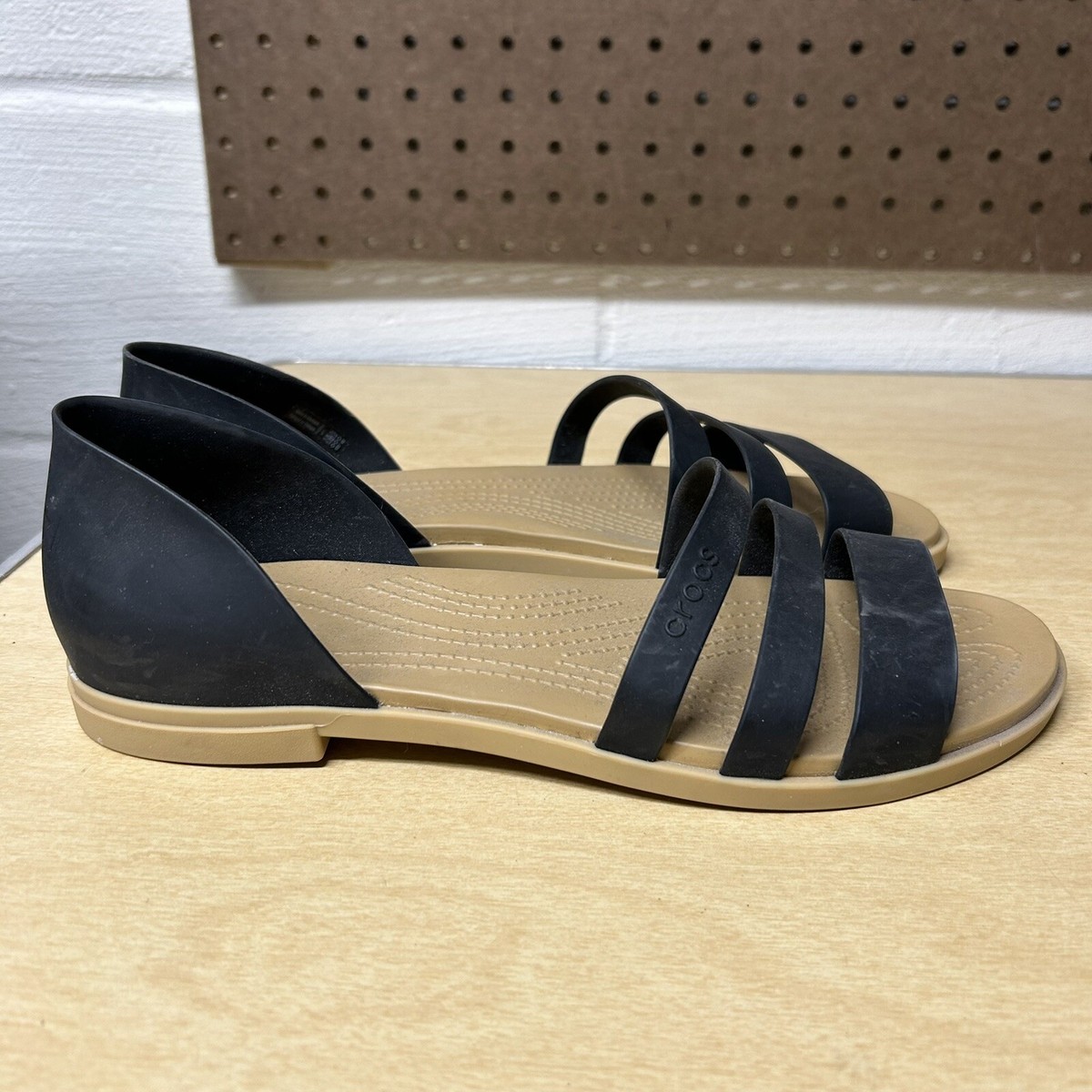 専用② CROCS Women's Tulum Iconic Comfort Open Flat Size 11 Black Slip On
