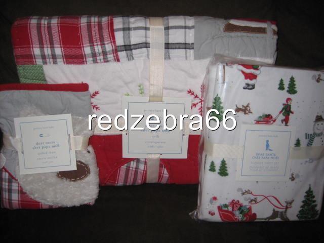 Pottery Barn Kids Dear Santa Crib Quilt Sham Flannel Toddler