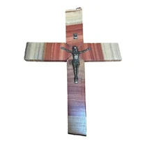 Pistachio Wood wall Cross Jesus With Crucifix Hand Made 10” Gift Arizona Signed