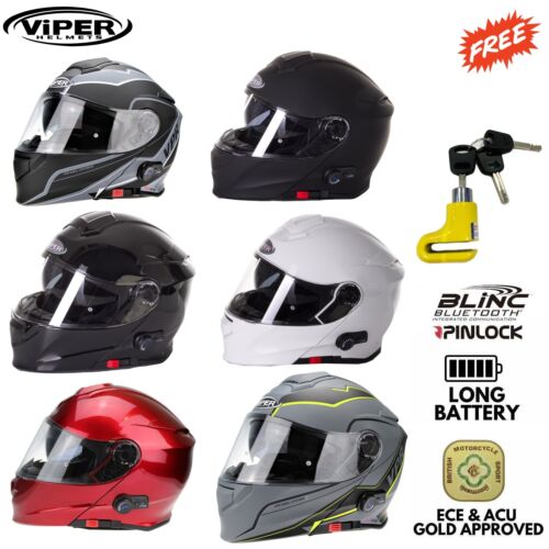 Bluetooth Motorcycle Helmet Flip Up Modular Motorbike ViPER RSV171 All Colours - Picture 1 of 41