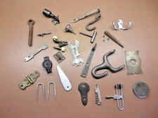 Vintage Hardware Drawer Lot Clamp Hooks Frog Staples Valve Tool 25 Pieces in All