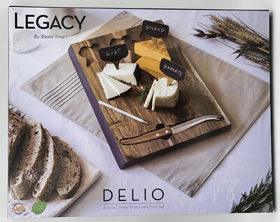 Picnic Time Legacy Delio Acacia Cheese Board and Tools Set - New