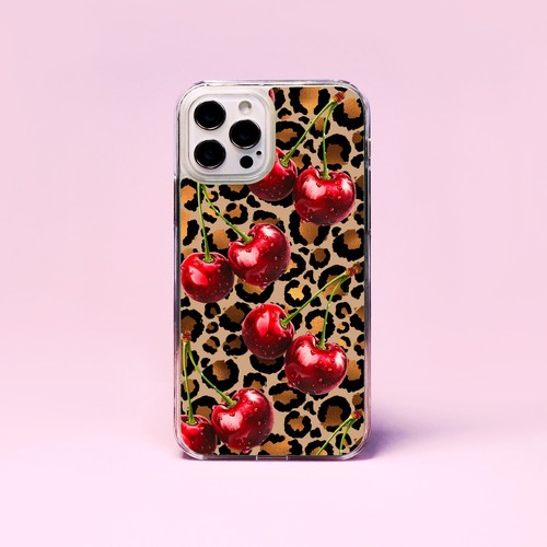 Custodia/Cover telefono stampa animalier leopardo crema ciliegie ciliegie per iPhone - Foto 10 di 11