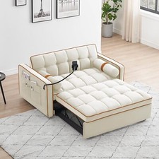 3 in 1 Convertible Pull-Out Sofa Bed Sleeper Loveseat with Phone Stand Pillow