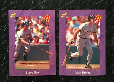 NY YANKEES   1991 Classic Purple   Lot of 2    Steve Sax  &  Matt Nokes