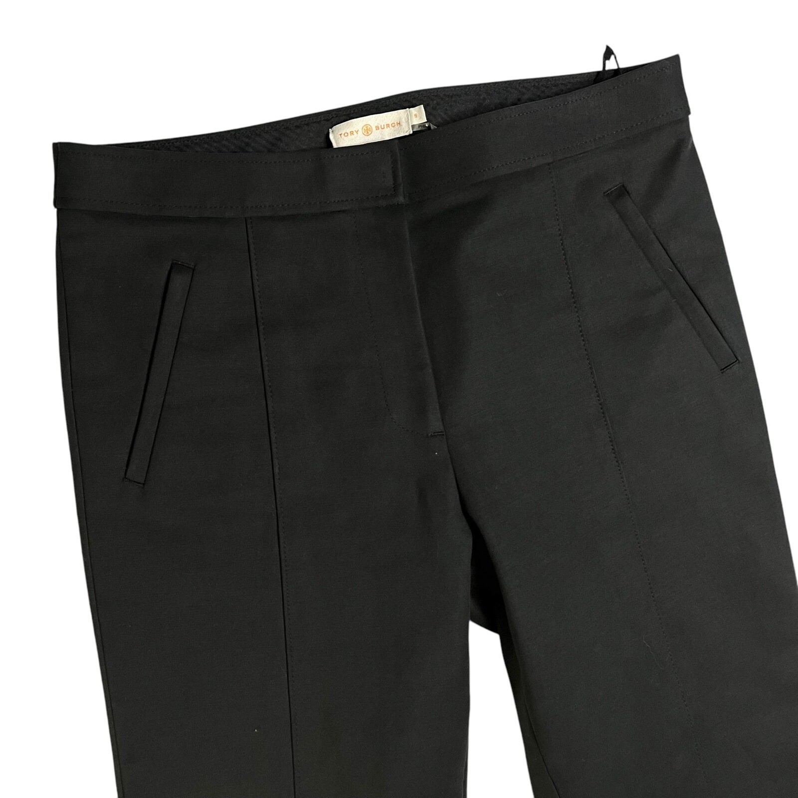 Tory Burch Vanner Slim Leg Solid Black Cotton Str… - image 3