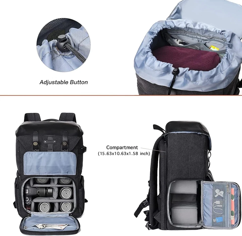 Waterproof 15-16 Inch Camera Backpack Bag Mirrorless Photography Hard Case Case - Image 2 of 4