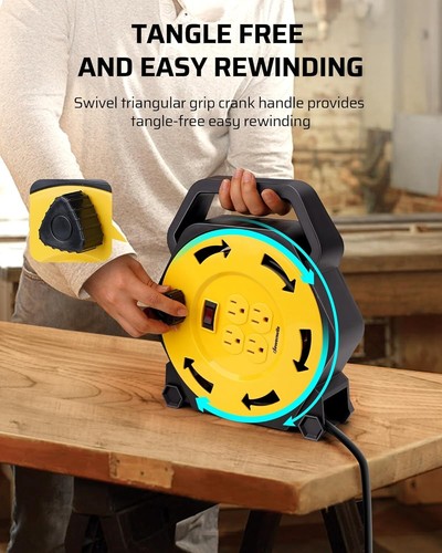 Compact 25FT Extension Cord with 4 Outlets and Built-in Circuit Breaker Safety - Picture 7 of 9