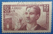 France oblitéré, n°418, au profit de l'oeuvre La radio aux aveugles, 1938