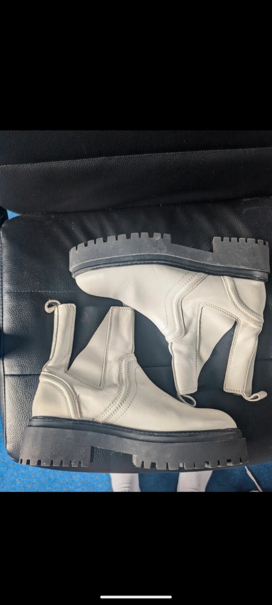 TopShop Boots Off White Real Leather UK