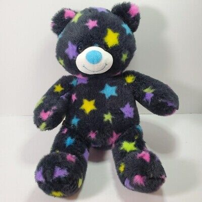 Build A Bear ursinho de pelúcia preto estrelas multicoloridas bicho de  pelúcia mais velho 16