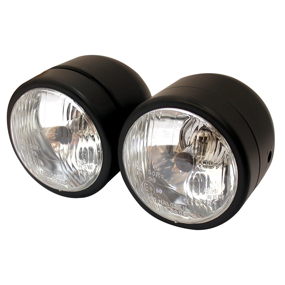 Twin Dominator Headlight Matt Black E - Marked
