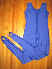Plus Size Shiny Royal Tank Spandex Stirrup Foot Unitard Catsuit Size XL-14 New