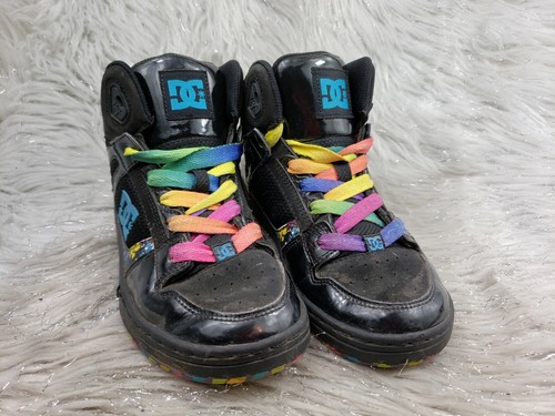 DC SHOES Black Paint Splatter Rebound High SE Sneakers Size 4.5 / 35.5 - Picture 2 of 6