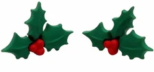 Bluebubble MERRY CHRISTMAS Holly Berry Stud Earrings Novelty Funky Festive Xmas 