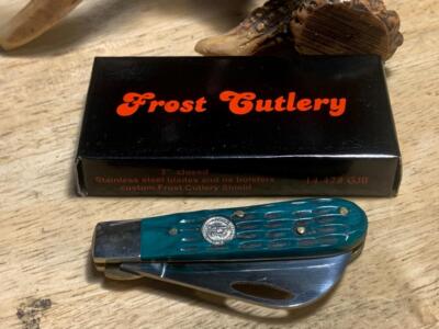 Frost Cutlery Green Pick Bone Little Hawkbill 2 3/4'' Linerlock Knife F14478GJB
