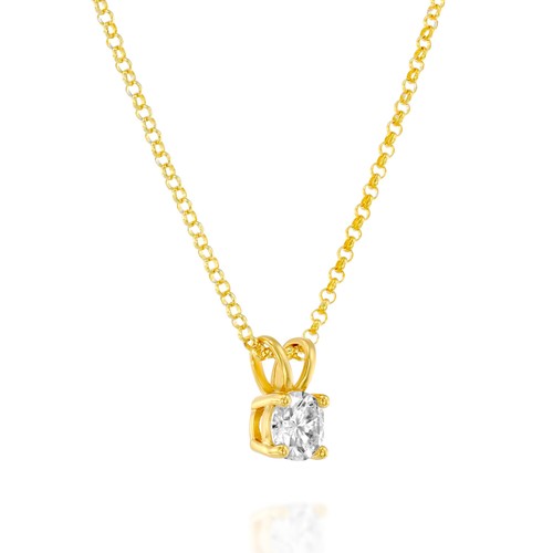 18K Yellow Gold Plated Silver Pendant Necklace With 0.50 TCW Moissanite (D/VVS) - Picture 2 of 5