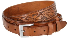 Ranger Belt Floral Embossed Genuine Leather Belt 1-1/2" to Billet 1"