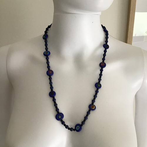 Vintage 1990s Murano Cobalt Blue Venetian Necklace / Never Worn - Imagen 2 de 10