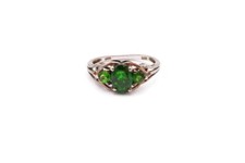 Sterling Silver 925 Lab-Created Emerald Ring Size 7