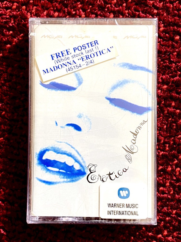 MADONNA SEALED EROTICA CASSETTE TAPE PROMO HYPE STICKER POSTER ALBUM RELEASE LP