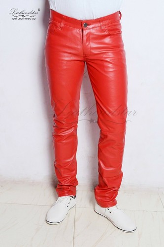 Skintight skinny Red leather jeans fits super skinny and tight leder jeans FS GT - Picture 5 of 7