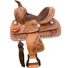 8" inch Western Miniature Horse Trail Mini Leather Saddle Floral Tooled Tack Set
